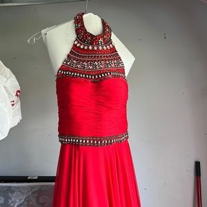 Beautiful red beaded prom gown